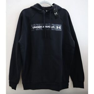 Under Armour 1382135-001 Men's Sz M Black Rival Camo Chest Stripe Logo Hoodie